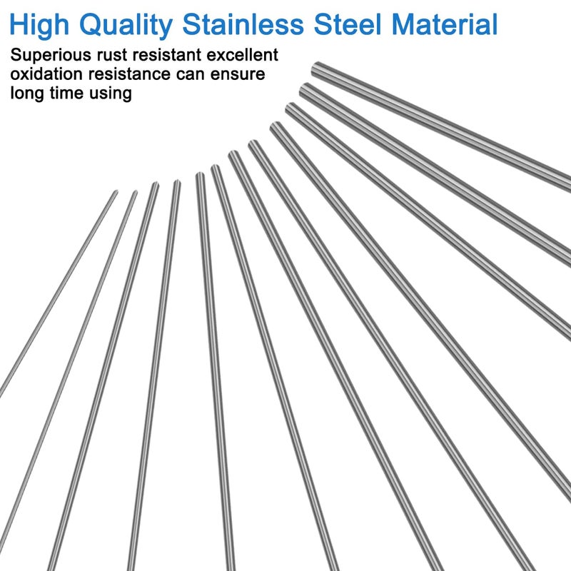 CKANDAY 30 Pcs 6 Sizes 1mm, 1.5mm, 2mm, 2.5mm, 3mm, 4mm x Length 100mm (3.93 Inch) 304 Stainless Steel Round Rod, Metal Rod, Metal Solid Shaft Rods for Industry, Metal Working Hobbies and DIY Craft - Image 4